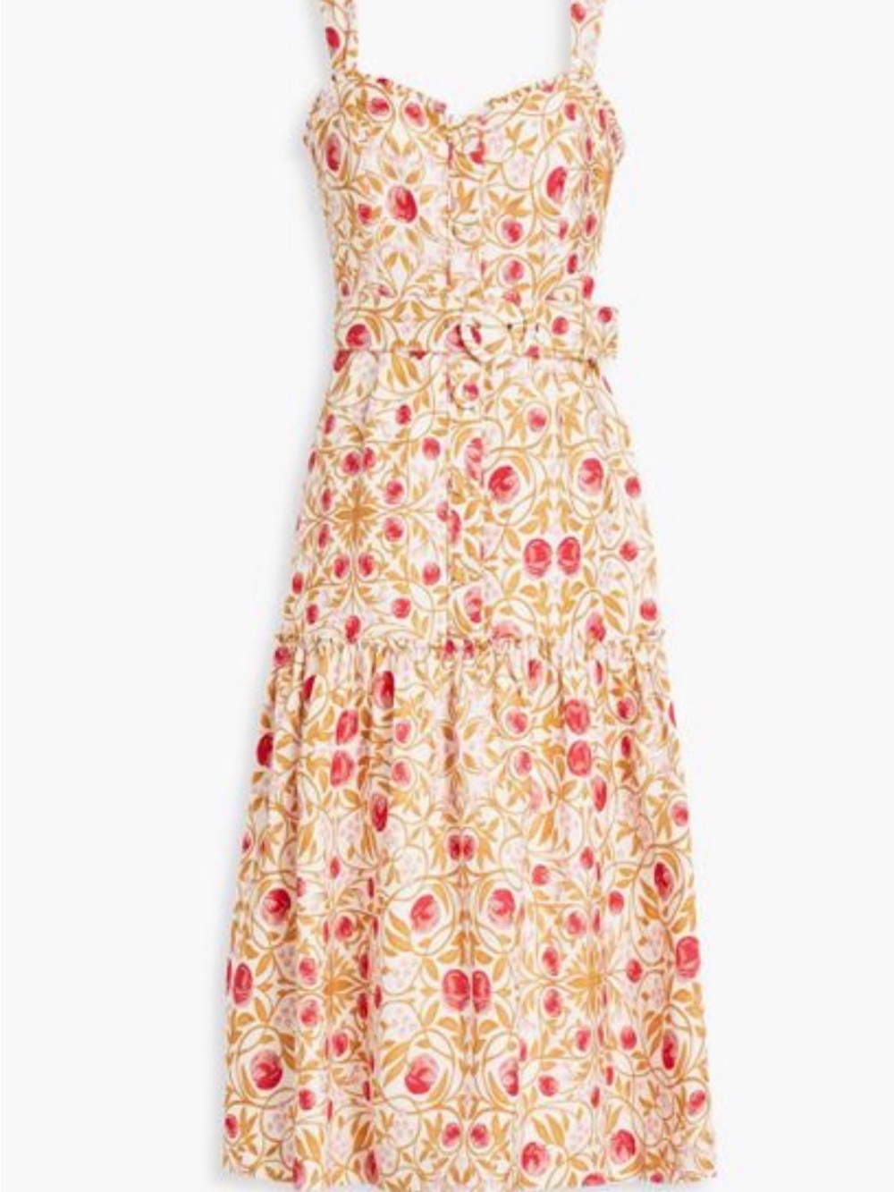 Rebecca Vallance Catania Button Midi Floral Linen Belted Sundress